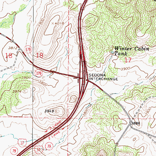 Topographic Map of Sedona Interchange, AZ