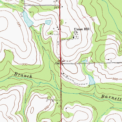 Topographic Map of Barretts Mill (historical), GA