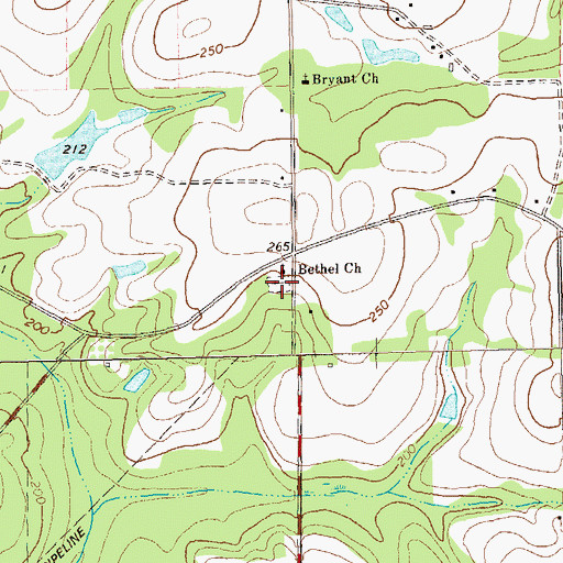 Topographic Map of Bethel Cemetery, GA
