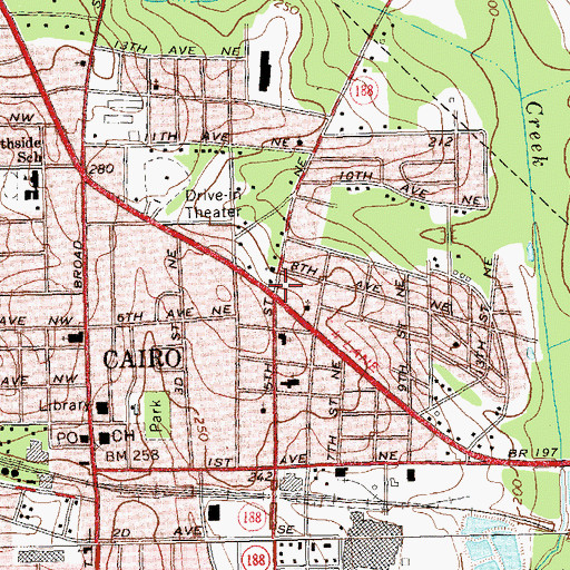 Topographic Map of Cairo Crossing Shopping Center, GA