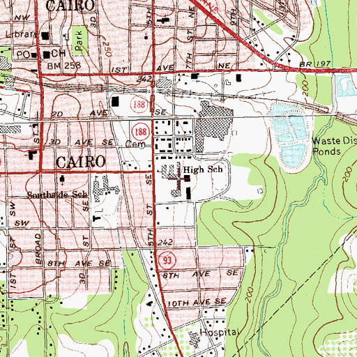 Topographic Map of Cairo High School, GA