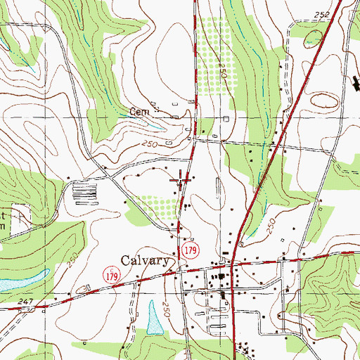 Topographic Map of Calvary Baptist Church, GA