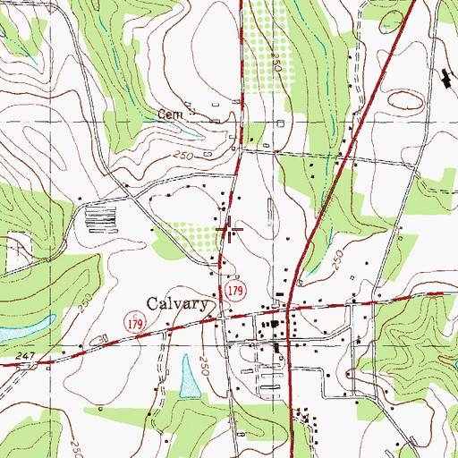 Topographic Map of Calvary United Methodist Church, GA