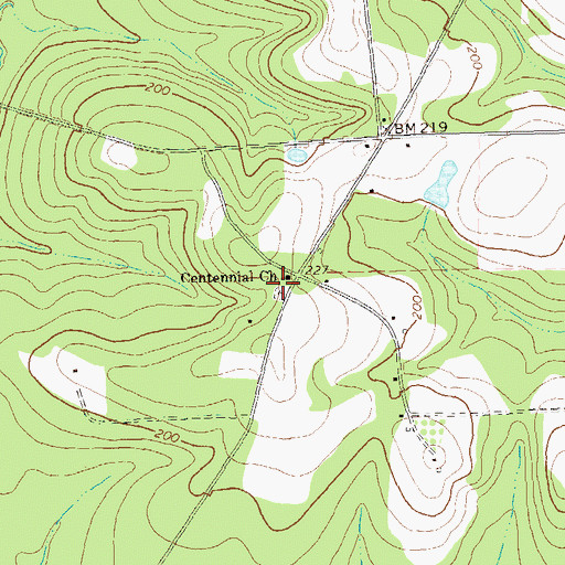 Topographic Map of Centennial Cemetery, GA