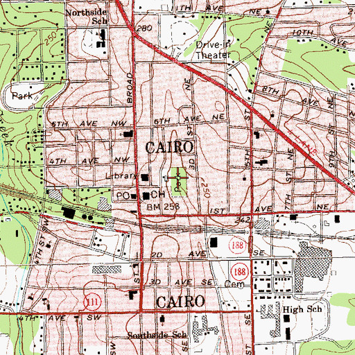Topographic Map of Davis Park, GA