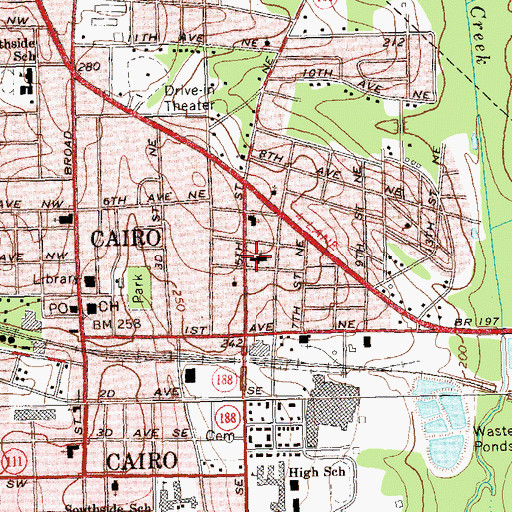Topographic Map of Eastside Baptist Church, GA