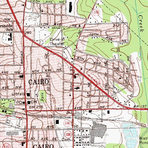 Topographic Map of First Assembly of God Church, GA