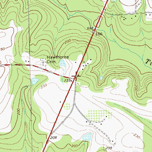 Topographic Map of Hawthorne Store (historical), GA
