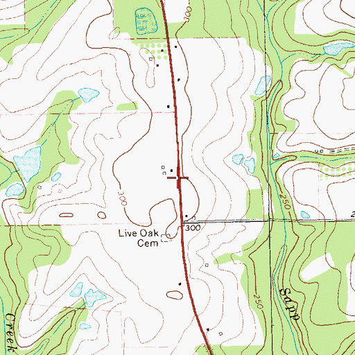 Topographic Map of Live Oak School (historical), GA