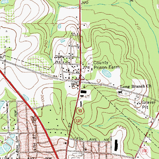 Topographic Map of Long Branch, GA