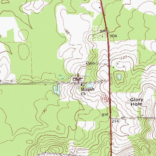 Topographic Map of Mizpah Cemetery, GA