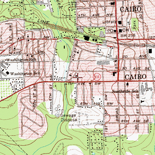 Topographic Map of Mount Calvary Missionary Baptist Church, GA