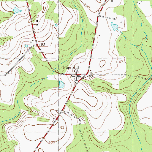 Topographic Map of Pine Hill Cemetery, GA