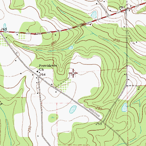 Topographic Map of Providence Cemetery, GA