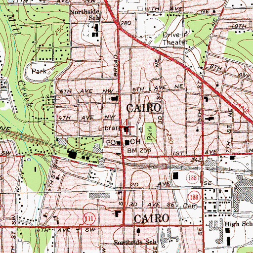 Topographic Map of Roddenberry Memorial Library, GA