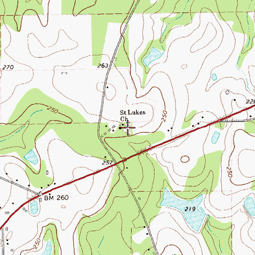 Topographic Map of Saint Luke Cemetery, GA