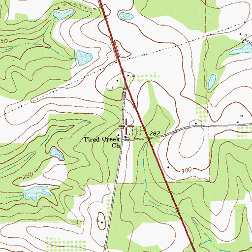 Topographic Map of Tired Creek Cemetery, GA