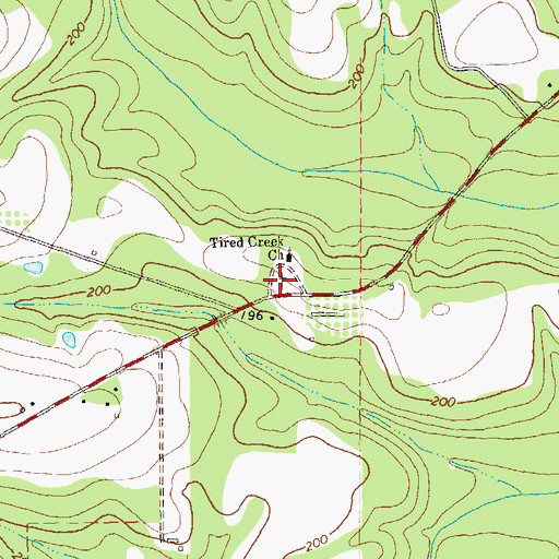 Topographic Map of Tired Creek Cemetery, GA