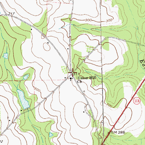 Topographic Map of Union Hill, GA