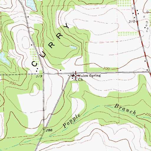 Topographic Map of Union Springs Cemetery, GA