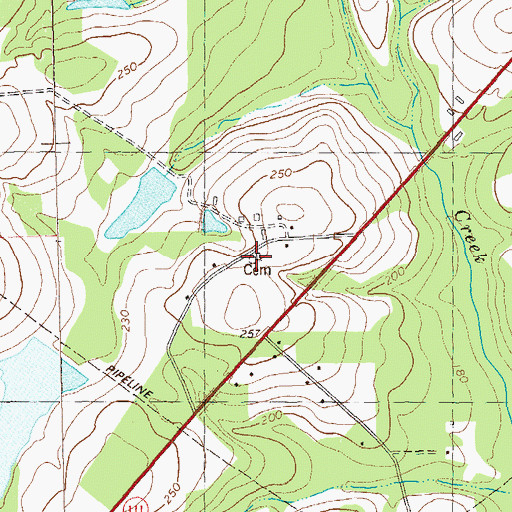 Topographic Map of Williams Cemetery, GA