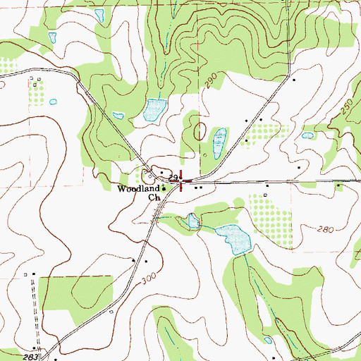 Topographic Map of Woodland, GA