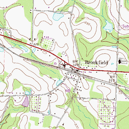 Topographic Map of Brookfield Baptist Church, GA