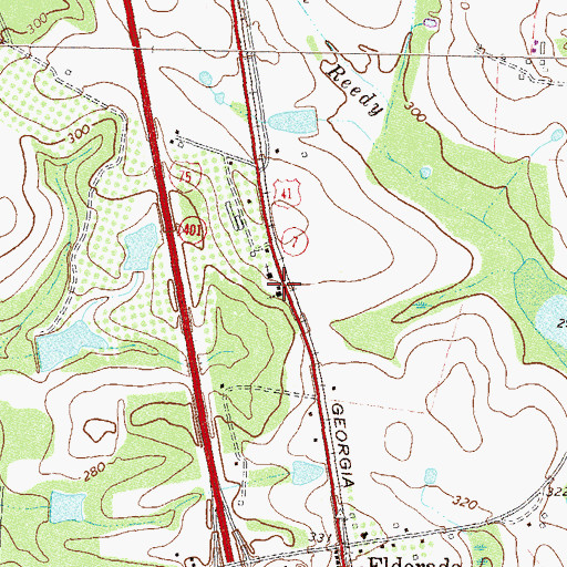 Topographic Map of Cherry Grove Church, GA