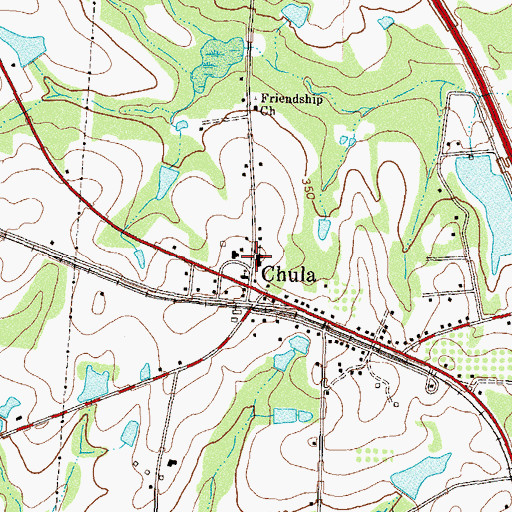 Topographic Map of Chula Baptist Church, GA