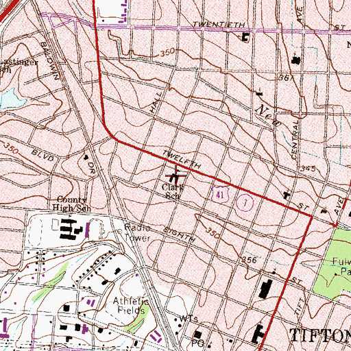Topographic Map of Clark School, GA