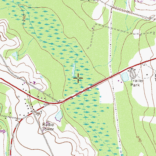 Topographic Map of Cow House Branch, GA