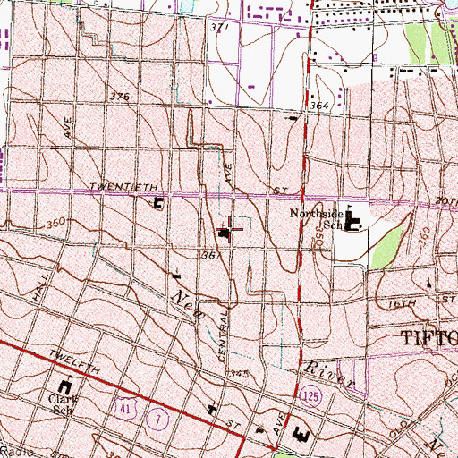 Topographic Map of First Assembly of God Church, GA