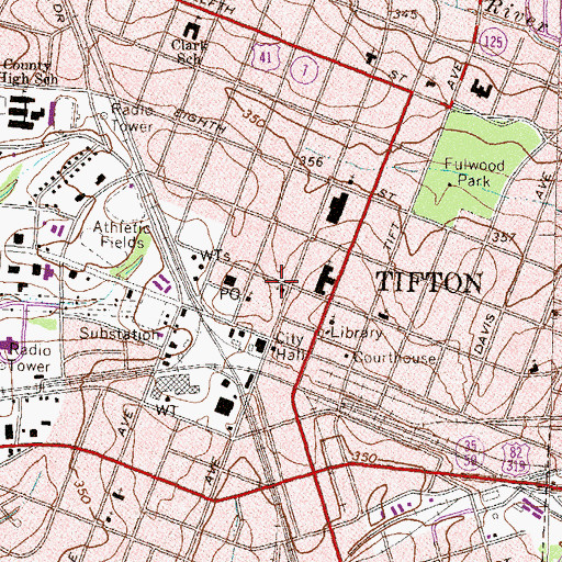 Topographic Map of First Presbyterian Church, GA
