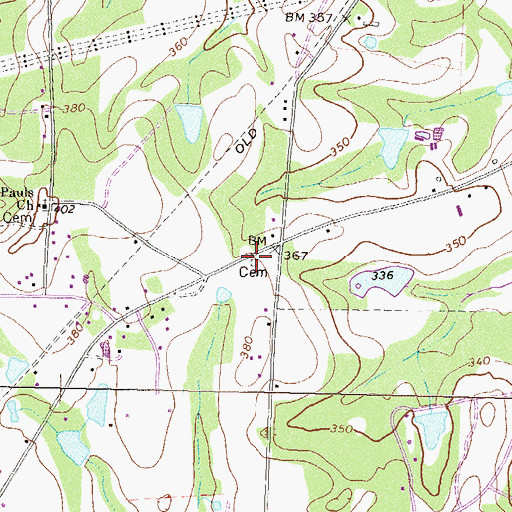Topographic Map of Harding Cemetery, GA