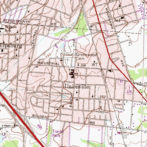 Topographic Map of J T Reddick Elementary School, GA