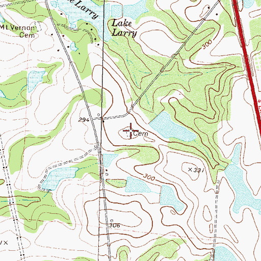 Topographic Map of Rutland Cemetery, GA