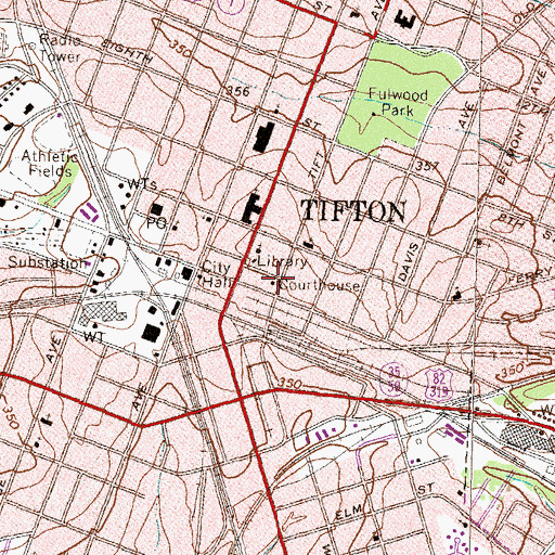 Topographic Map of Tift County Courthouse, GA