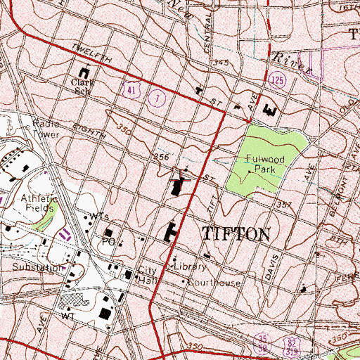 Topographic Map of Tift-Town Shopping Center, GA