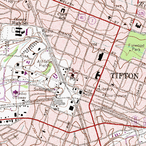 Topographic Map of Tifton Grammar School (historical), GA