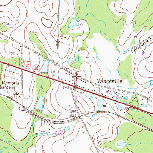 Topographic Map of Vanceville Church, GA