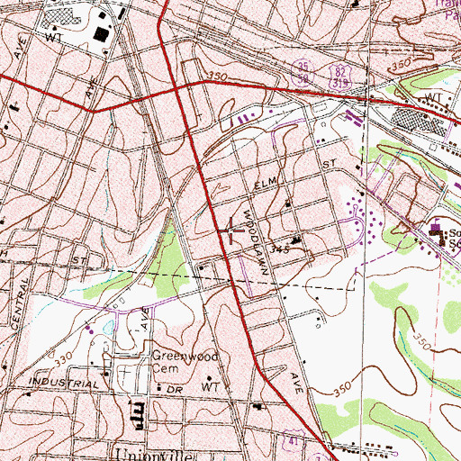Topographic Map of Woodlawn Community Center, GA