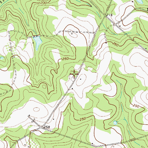 Topographic Map of Baker Cemetery, GA