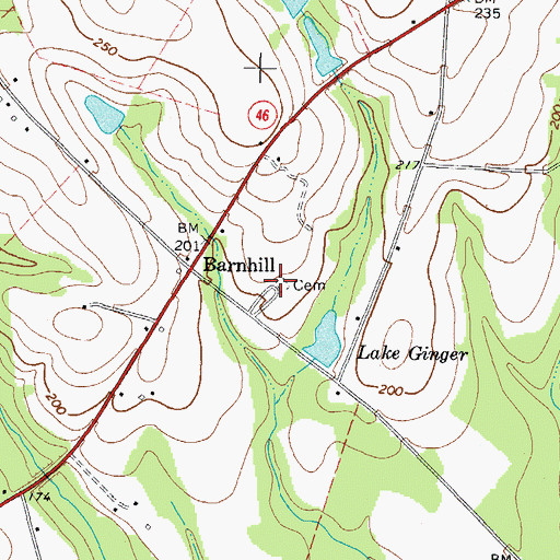 Topographic Map of Barnhill Cemetery, GA