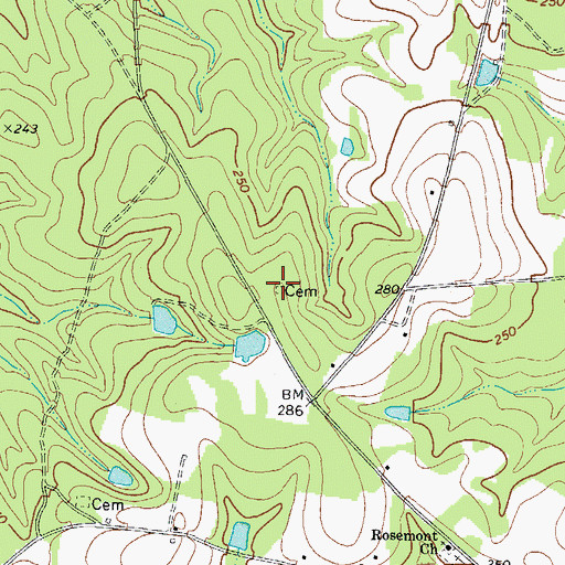 Topographic Map of Joyce Cemetery, GA