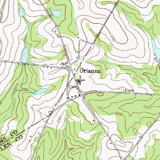 Topographic Map of Orianna Church, GA