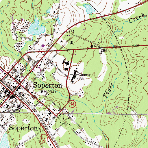 Topographic Map of Treutlen Elementary School, GA