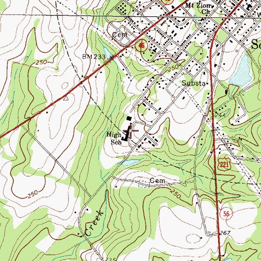 Topographic Map of Treutlen High School, GA