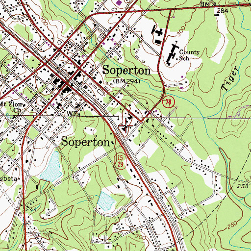 Topographic Map of Treutlen Primary School, GA