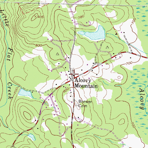 Topographic Map of Alcovy Church, GA