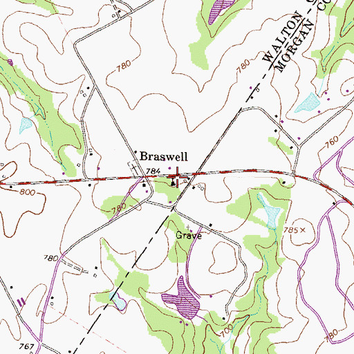 Topographic Map of Braswell Church, GA